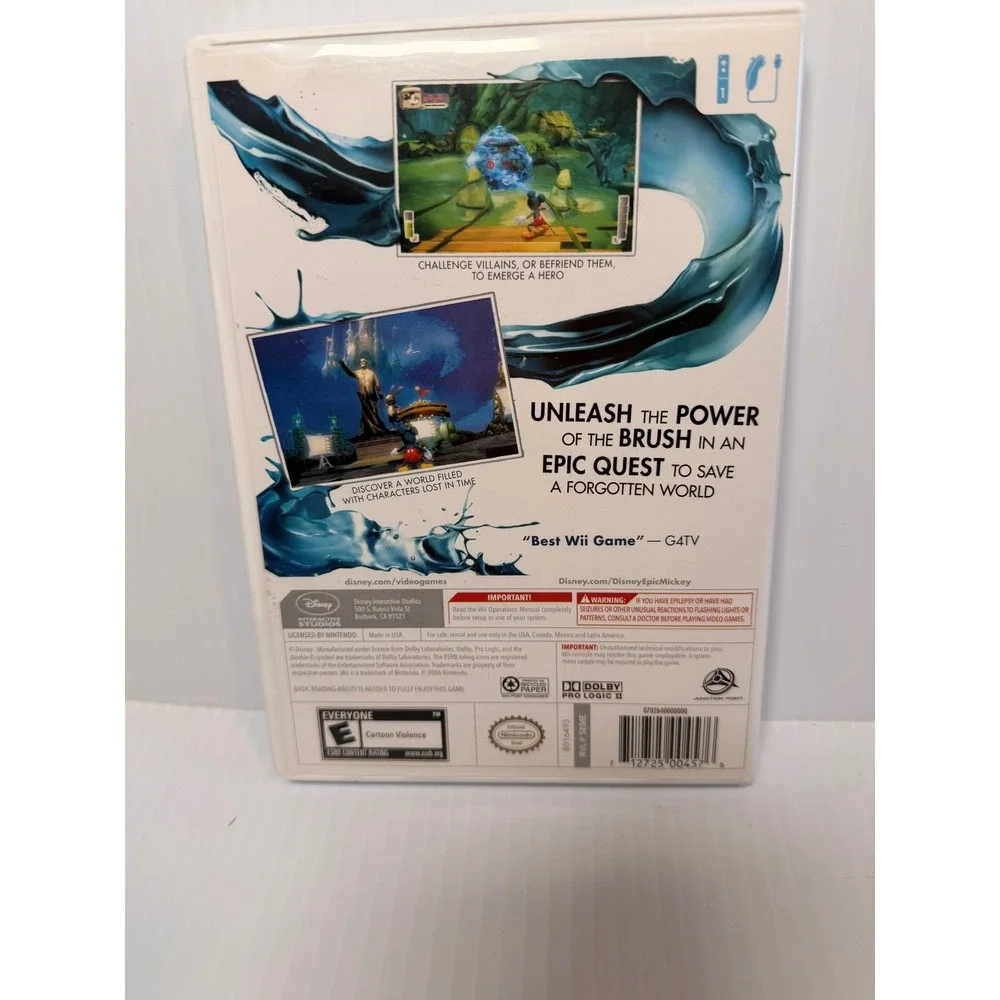 Disney Epic Mickey Video Game 2010 for Nintendo Wii Complete with Case‎ and Disc